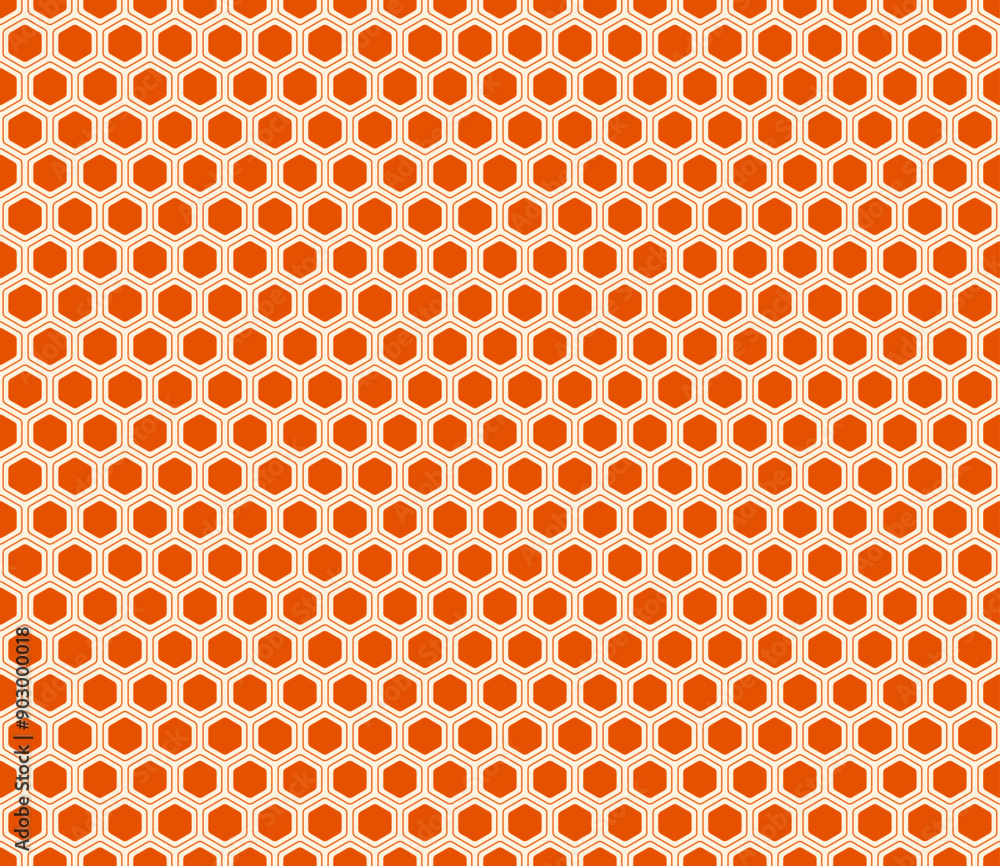Poster abstract mosaic background. orange color on matching background. rounded hexagons mosaic pattern wit