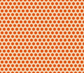 Abstract Mosaic Background. Orange color on matching background. Rounded hexagons mosaic pattern with inner solid cells. Hexagon geometric shapes. Seamless pattern. Tileable vector illustration.