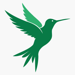 Silhouette Flying Hummingbird vector illustration with white background, Vector Birds Collection