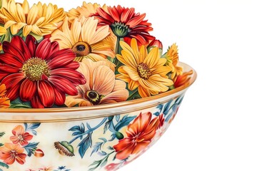 A beautiful ceramic bowl filled with colorful flowers, perfect for any holiday celebration. The holiday name is painted along the rim, adding a personal touch.