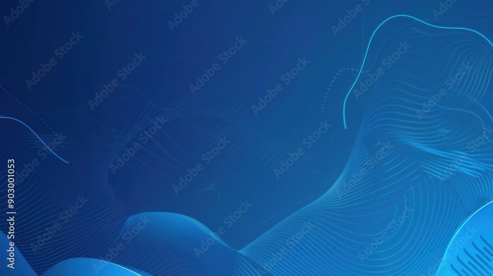 Poster abstract blue background with wavy lines and a gradient effect.
