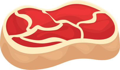 Fresh raw red meat steak with fat layers is lying on white background