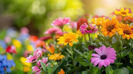 Obraz premium Explosion of color in a mixed flower bed style diverse plantings concept