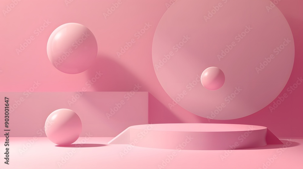 Poster minimalist geometric background with floating geometric shapes casting soft shadows