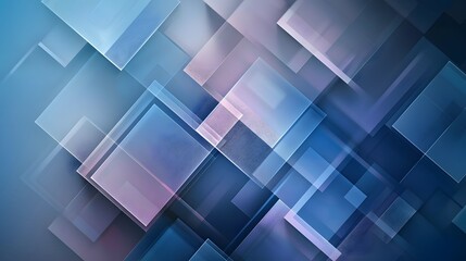 Obraz premium Sophisticated geometric background with overlapping translucent squares in cool tones