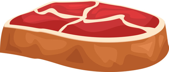 Big piece of fresh red raw meat is lying on a white background