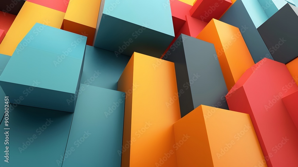 Aufkleber a minimalist 3d geometric background with clean lines and sharp angles in bold colors