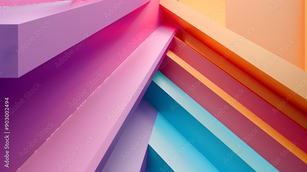 Poster a minimalist 3d geometric background with clean lines and sharp angles in bold colors