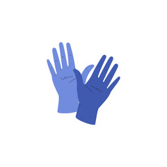 Vector illustration of blue medical gloves on isolated background.
