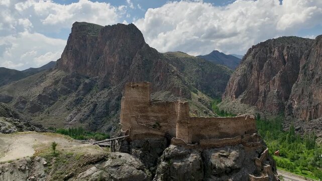 Enguzek kapi castle in high mountain in Uzundere, Erzurum, Turkey, Turkey Travel