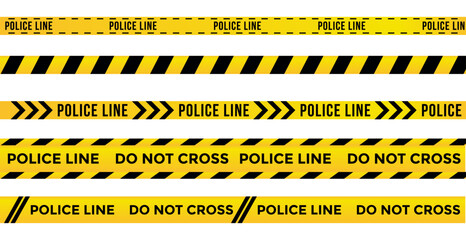 Warning yellow black tapes. under construction background. Barrier tapes for danger zones. Danger ribbon set