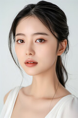 Naklejka premium High Resolution Portrait of a Young Woman with Clear Skin and Natural Makeup
