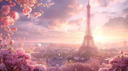 Greeting card with the main French attractions and architecture. Photo frame with the attractions of France