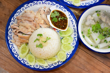 Thai food, chicken rice menu, eaten with a mellow chicken soup.