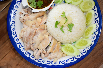 Thai food, chicken rice menu, eaten with a mellow chicken soup.