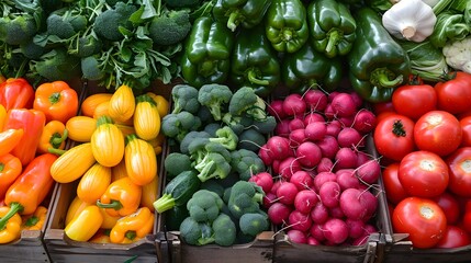 Vibrant Display of Fresh Vegetables at a Market Stall