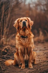 Golden Retriever Close-Up with Gray Background