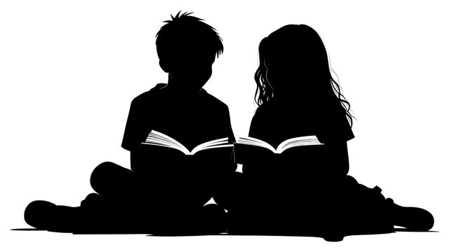 recommend clip art: PNG Children sitting reading book silhouette person human.