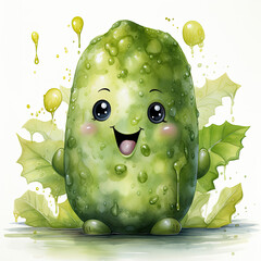 Watercolor Cucumber, clipart Illustration, Generative Ai