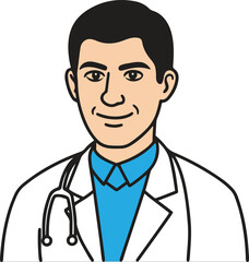 Fototapeta premium a man doctor colorful cartoon vector illustration