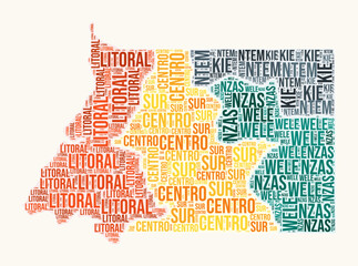 Equatorial Guinea regions word cloud. Country logo design. Regions typography style vector image. Equatorial Guinea colored text cloud. Amazing vector illustration.