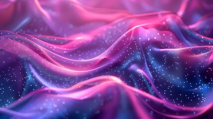 Obraz premium Ethereal Waves of Colorful Fabric with Sparkling Particles