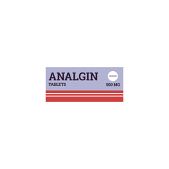 Packaging of analgin tablets vector illustration for pain relief.