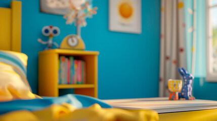 Colorful Children's Bedroom With Playful Decor and Bright Sunlight in the Afternoon. 