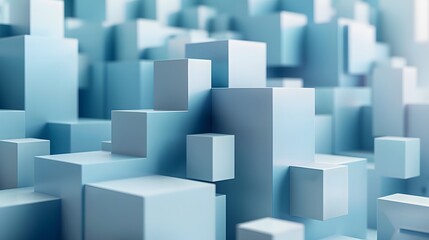 Obraz premium Abstract Blue Cubes in a 3D Landscape