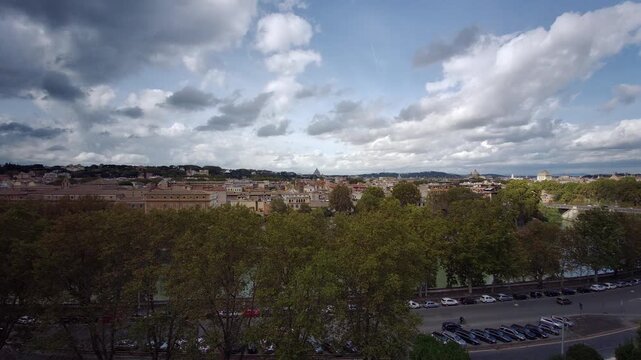Orange Garden on the Aventine Hill in Rome panorama of the city. High quality 4k footage