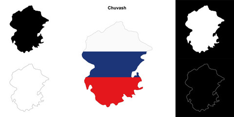 Chuvash blank outline map set