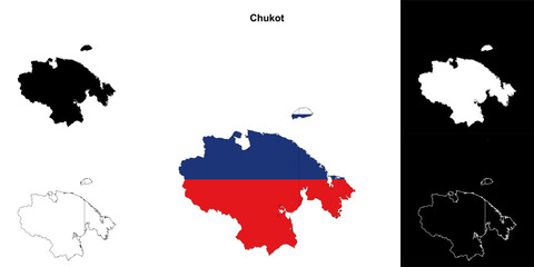Chukot blank outline map set