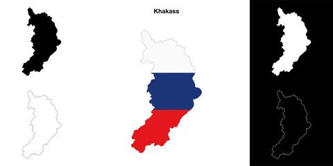 Khakass blank outline map set