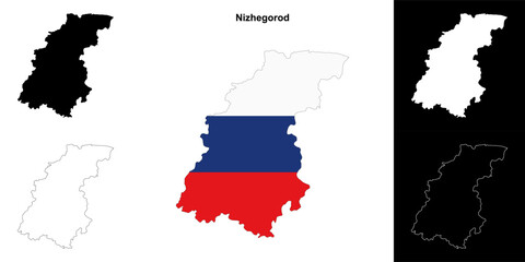 Nizhegorod blank outline map set