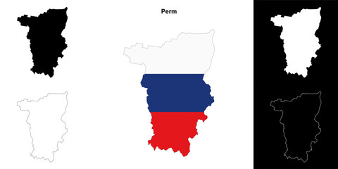 Perm blank outline map set