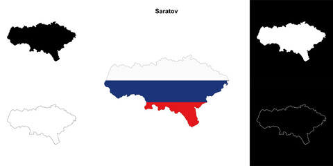 Saratov blank outline map set