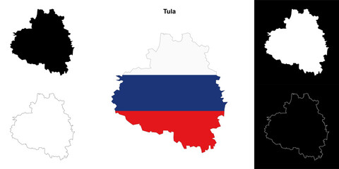 Fototapeta premium Tula blank outline map set