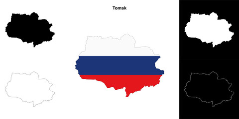 Tomsk blank outline map set