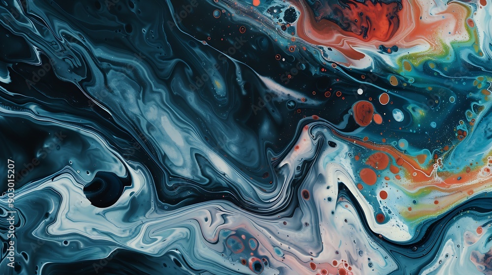 Poster Abstract paint color background Exoplanet cosmic sea pattern paint stains Marbleized effect Background with abstract swirling paint effect Liquid acrylic picture with flows and splashe : Generative AI