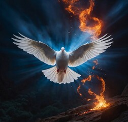 white dove flying in the sky / holyspirit and worship background