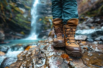 Hiking with Boots and Backpacks, Experiencing the Rugged Path and Natural Beauty of the Mountains