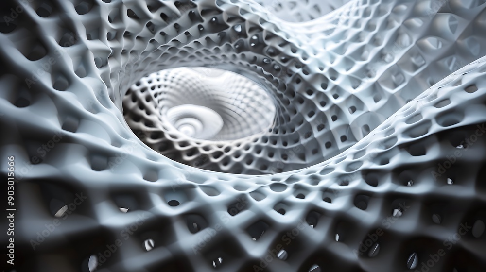 Poster Intricate 3D Abstract Structure with Fluid Patterns and Depth