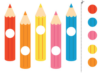 Cut and glue parts of cartoon colored pencils.