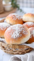 Freshly Baked Homemade Dinner Rolls with Golden Brown Crust and Soft, Fluffy Texture