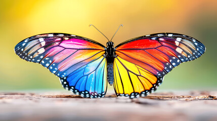 Obraz premium Vivid close-up of a multicolored butterfly with detailed wings i