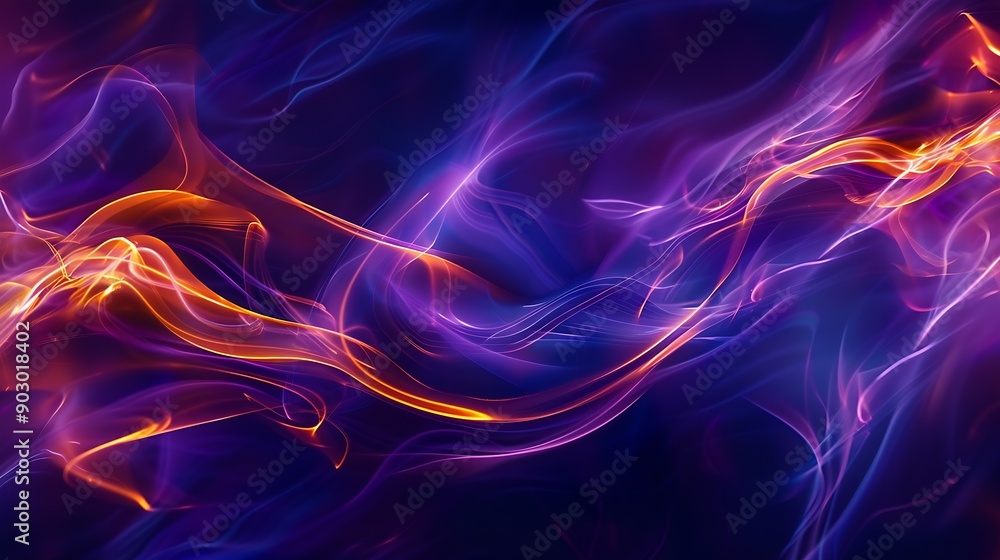 Aufkleber a mesmerizing interplay of vivid purple and deep blue hues intertwined with ethereal fiery orange st