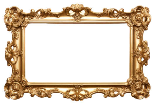 PNG Golden picture frame photo gold white background.