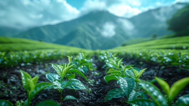 Tea plants thrive in a mountainous region grappling with climate change, showcasing resilience and adaptation.