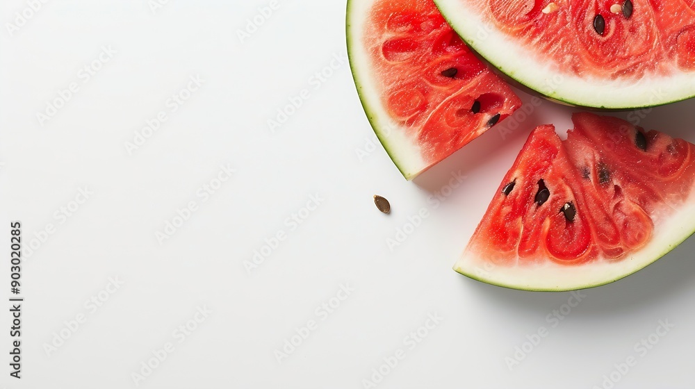 Poster slice of watermelon on white background : generative ai