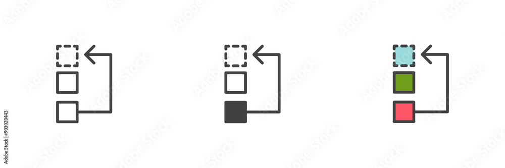 Poster workflow process different style icon set
